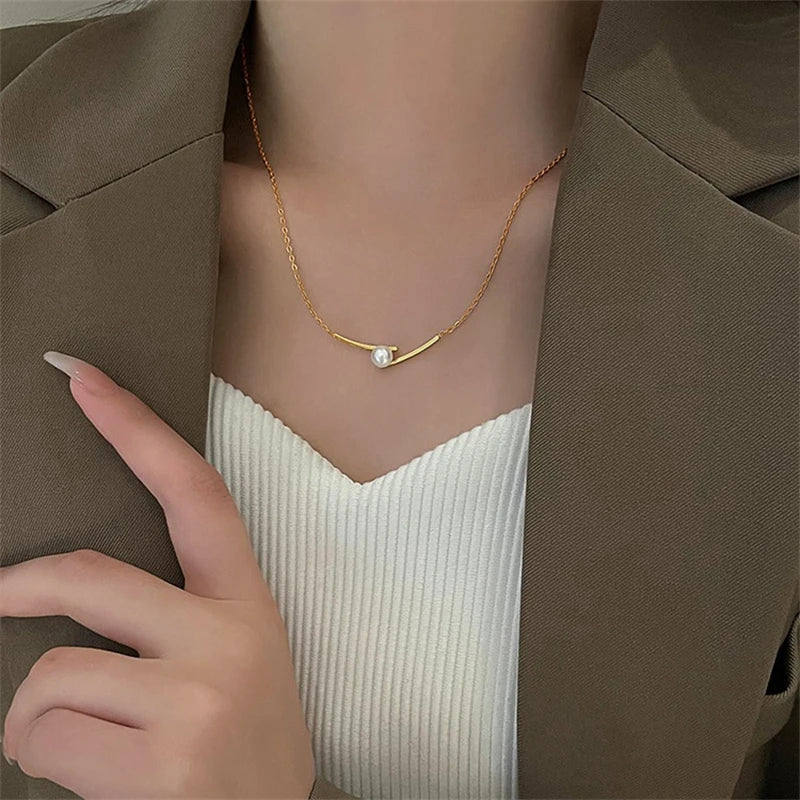 Elegant Pearl Charm Necklace